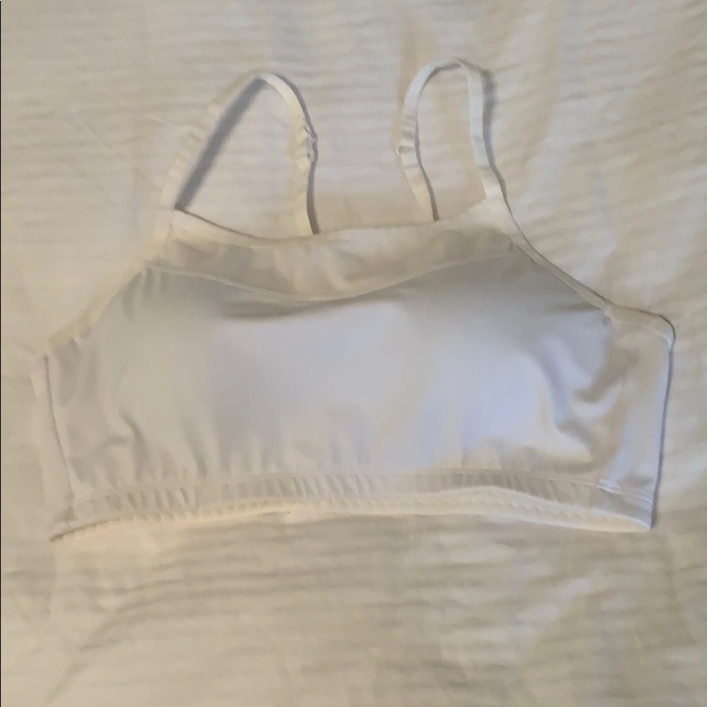 White Sports Bra with Mesh Accent